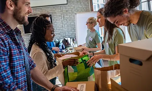People sharing donations People sharing donations